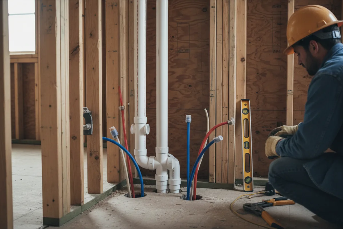 Drain and supply rough-in during Drain Cleaning in Hartwell