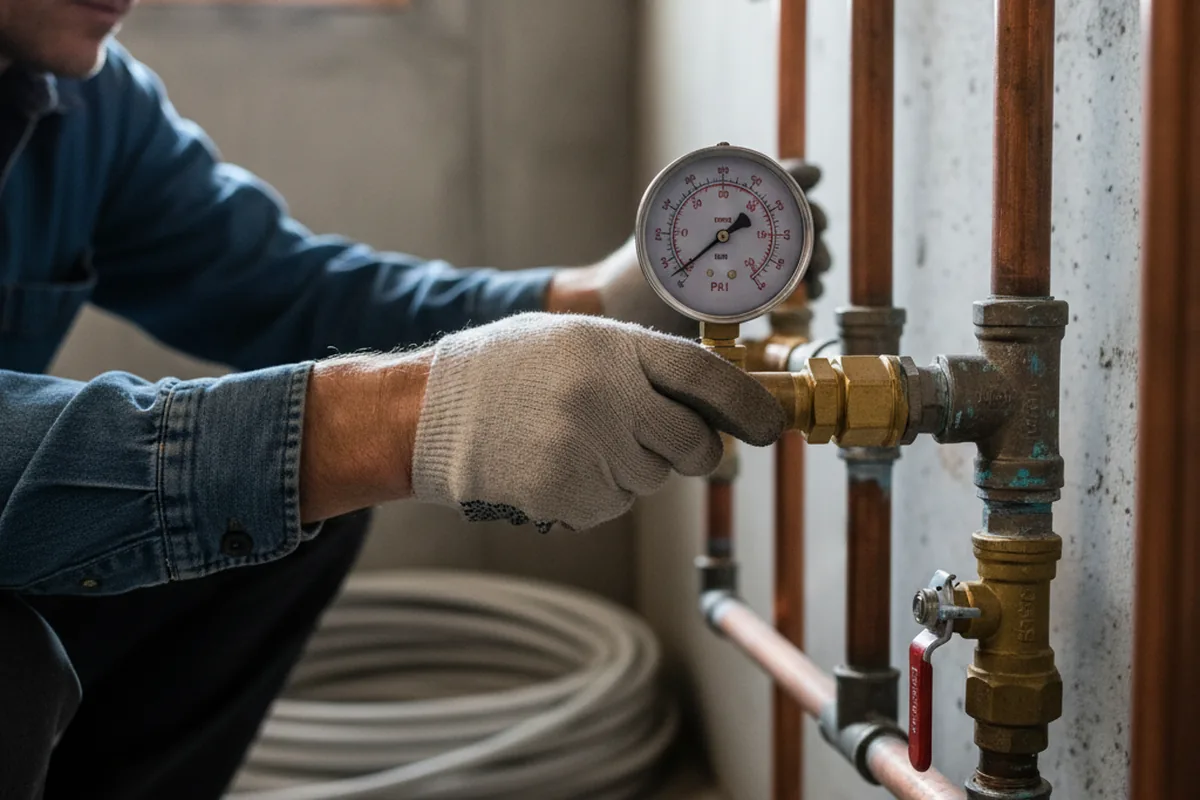 Pressure testing a repaired line during Water Line Repair in Hartwell